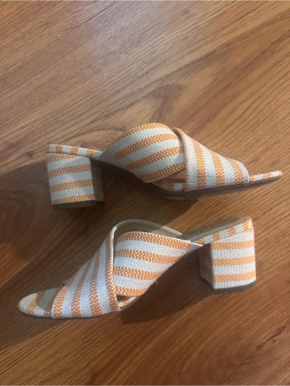 Circus by Sam Edelman Orange and White Striped Slide Mules